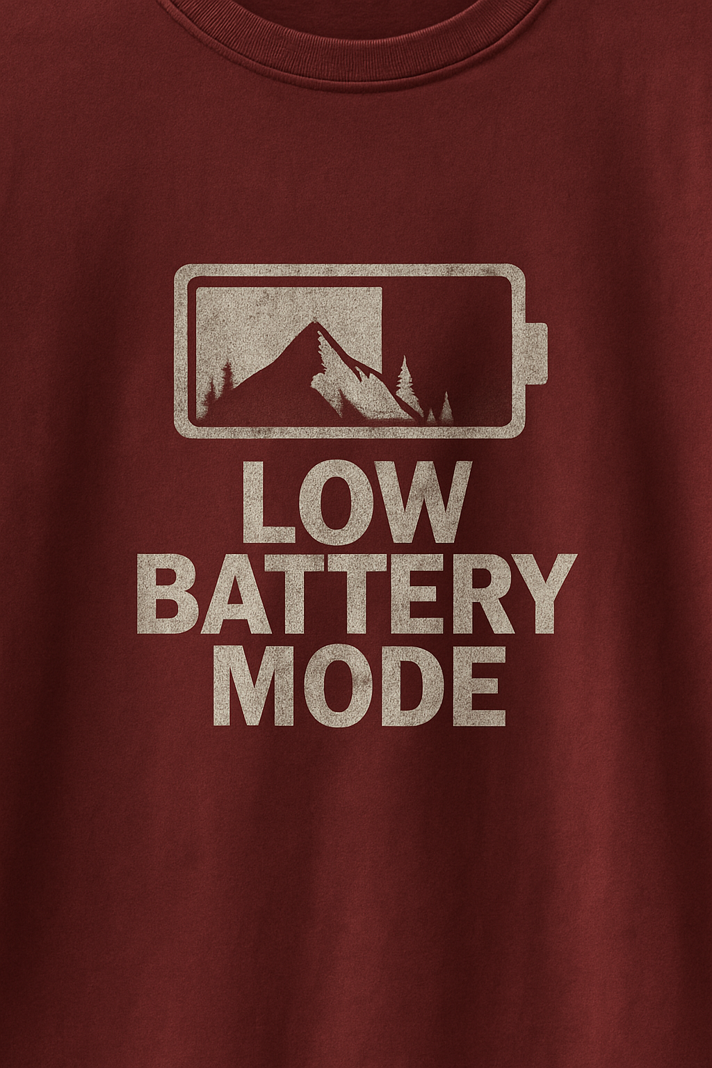Low Battery Mode Oversized T-Shirt – Maroon