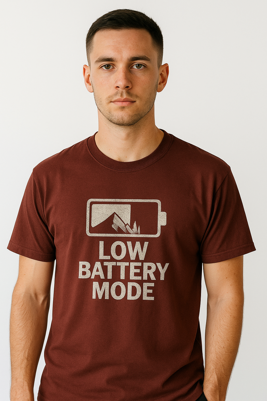 Low Battery Mode Oversized T-Shirt – Maroon